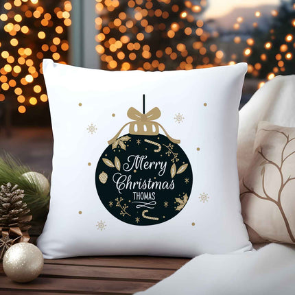 SEO. Kissen mit Weihnachtsmotiv - Personalisiert - Weihnachtskugel - Weihnachtsdeko - Für Sie & Ihn - ohne Füllung Linkreich
