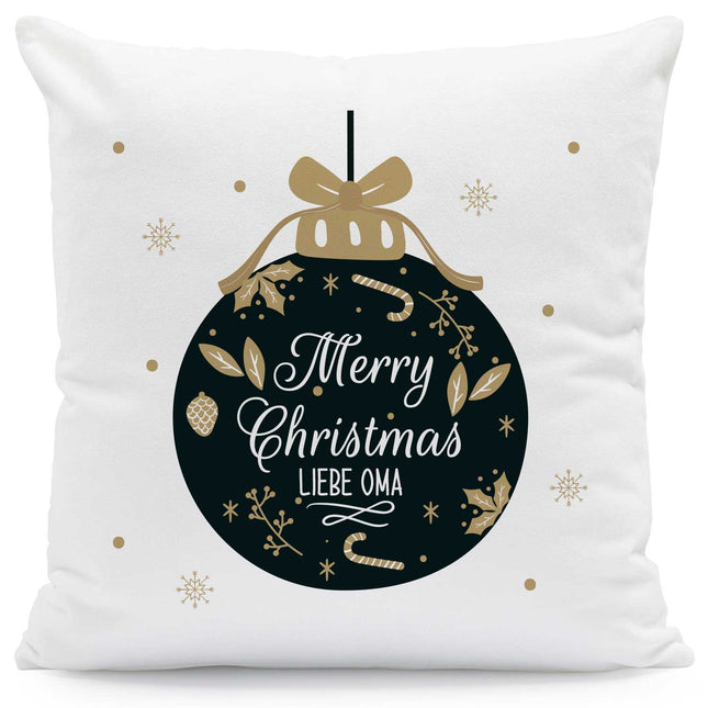 SEO. Kissen mit Weihnachtsmotiv - Personalisiert - Weihnachtskugel - Weihnachtsdeko - Für Sie & Ihn - ohne Füllung Linkreich