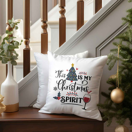 SEO. Kissen mit Weihnachtsmotiv - This Is My Christmas Spirit - Weihnachtsdeko - Für Frauen & Männer - ohne Füllung Linkreich