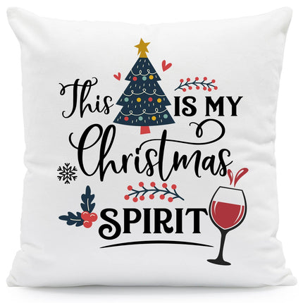 SEO. Kissen mit Weihnachtsmotiv - This Is My Christmas Spirit - Weihnachtsdeko - Für Frauen & Männer - ohne Füllung Linkreich