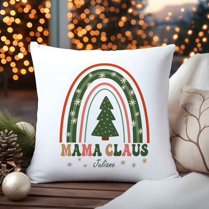 SEO. Kissen mit Weihnachtsmotiv und Name - Mama Claus - Weihnachtsdeko - Geschenke für Frauen & Männer - ohne Füllung Linkreich