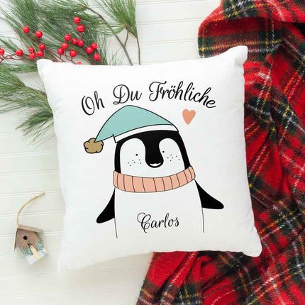 SEO. Kissen mit Weihnachtsmotiv und Name - Oh Du Fröhliche - Weihnachtsdeko - Für Frauen & Männer - ohne Füllung Linkreich