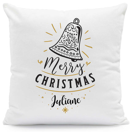 SEO. Kissen mit Weihnachtsmotiv und Namen - Weihnachtsglocke - Weihnachtsdeko - Geschenk für Sie & Ihn - ohne Füllung Linkreich