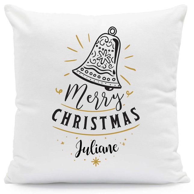 SEO. Kissen mit Weihnachtsmotiv und Namen - Weihnachtsglocke - Weihnachtsdeko - Geschenk für Sie & Ihn - ohne Füllung Linkreich