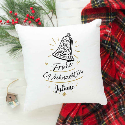 SEO. Kissen mit Weihnachtsmotiv und Namen - Weihnachtsglocke - Weihnachtsdeko - Geschenk für Sie & Ihn - ohne Füllung Linkreich