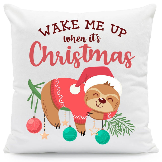 SEO. Kissen mit Weihnachtsmotiv - Wake me up when it's Christmas - Weihnachtsdeko - Für Frauen & Männer - ohne Füllung Linkreich