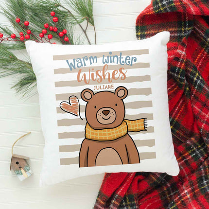 SEO. Kissen mit Weihnachtsmotiv - Warm Winter Wishes - Weihnachtsdeko - Für Frauen & Männer - ohne Füllung Linkreich