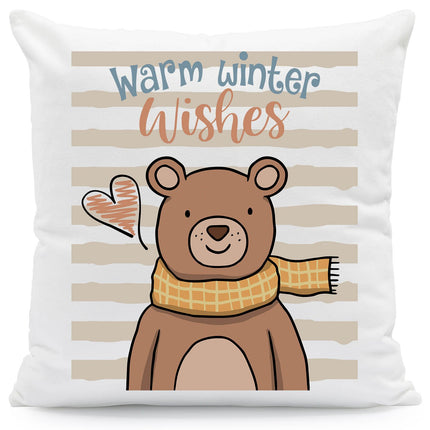SEO. Kissen mit Weihnachtsmotiv - Warm Winter Wishes - Weihnachtsdeko - Für Frauen & Männer - ohne Füllung Linkreich