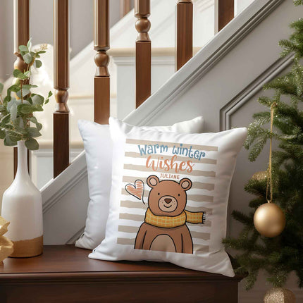 SEO. Kissen mit Weihnachtsmotiv - Warm Winter Wishes - Weihnachtsdeko - Für Frauen & Männer - ohne Füllung Linkreich