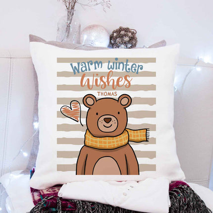 SEO. Kissen mit Weihnachtsmotiv - Warm Winter Wishes - Weihnachtsdeko - Für Frauen & Männer - ohne Füllung Linkreich