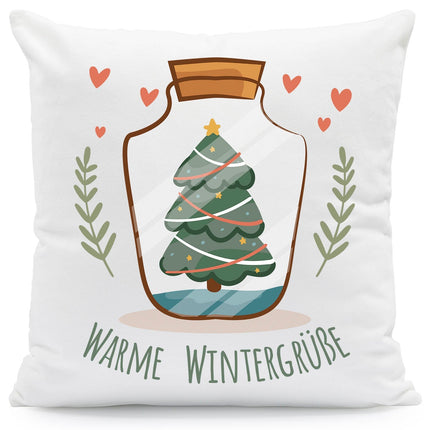 SEO. Kissen mit Weihnachtsmotiv - Warme Wintergrüße - Weihnachtsdeko - Für Frauen & Männer - ohne Füllung Linkreich