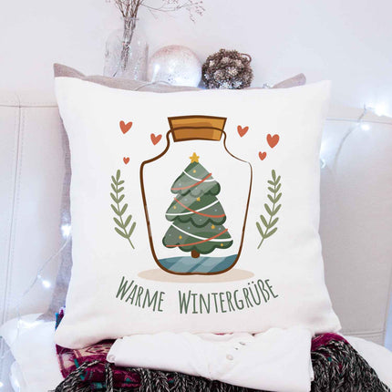 SEO. Kissen mit Weihnachtsmotiv - Warme Wintergrüße - Weihnachtsdeko - Für Frauen & Männer - ohne Füllung Linkreich
