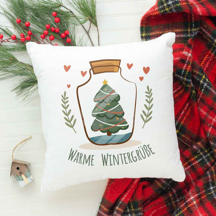 SEO. Kissen mit Weihnachtsmotiv - Warme Wintergrüße - Weihnachtsdeko - Für Frauen & Männer - ohne Füllung Linkreich