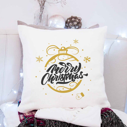 SEO. Kissen mit Weihnachtsmotiv - Weihnachtskugel Gold - Weihnachtsdeko - Geschenk für Frauen & Männer - ohne Füllung Linkreich