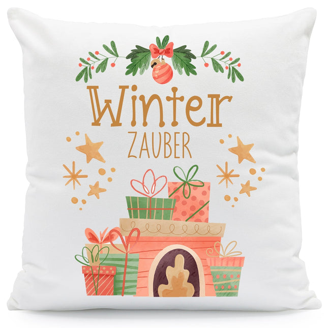SEO. Kissen mit Weihnachtsmotiv - Winterzauber - Weihnachtsdeko - Geschenk für Frauen & Männer - ohne Füllung Linkreich