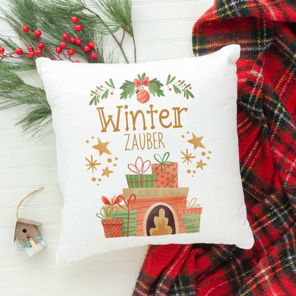 SEO. Kissen mit Weihnachtsmotiv - Winterzauber - Weihnachtsdeko - Geschenk für Frauen & Männer - ohne Füllung Linkreich