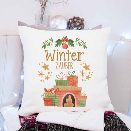 SEO. Kissen mit Weihnachtsmotiv - Winterzauber - Weihnachtsdeko - Geschenk für Frauen & Männer - ohne Füllung Linkreich