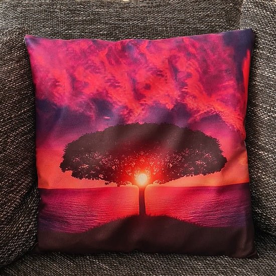 SEO. Kissenbezug Baum im Sonnenuntergang - 45cm x 45cm - Linkreich
