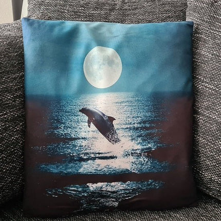 SEO. Kissenbezug Delfin im Mondschein - 45cm x 45cm - Linkreich