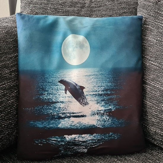 SEO. Kissenbezug Delfin im Mondschein - 45cm x 45cm - Linkreich