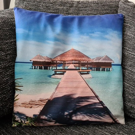 SEO. Kissenbezug Malediven Bungalow Brücke - 45cm x 45cm - Linkreich