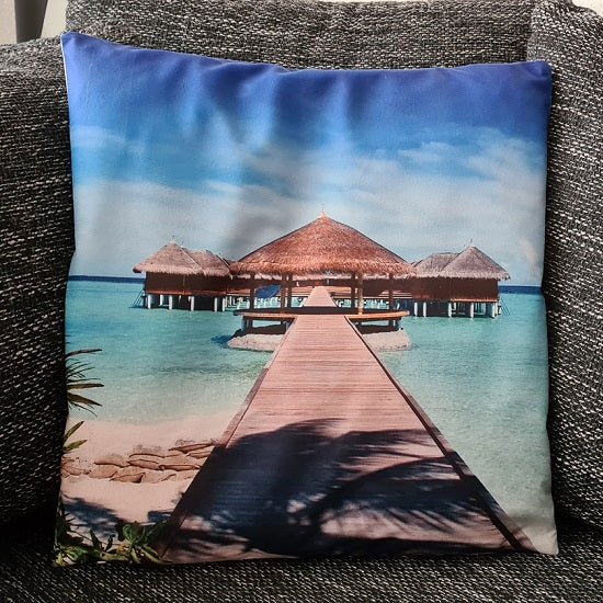SEO. Kissenbezug Malediven Bungalow Brücke - 45cm x 45cm - Linkreich