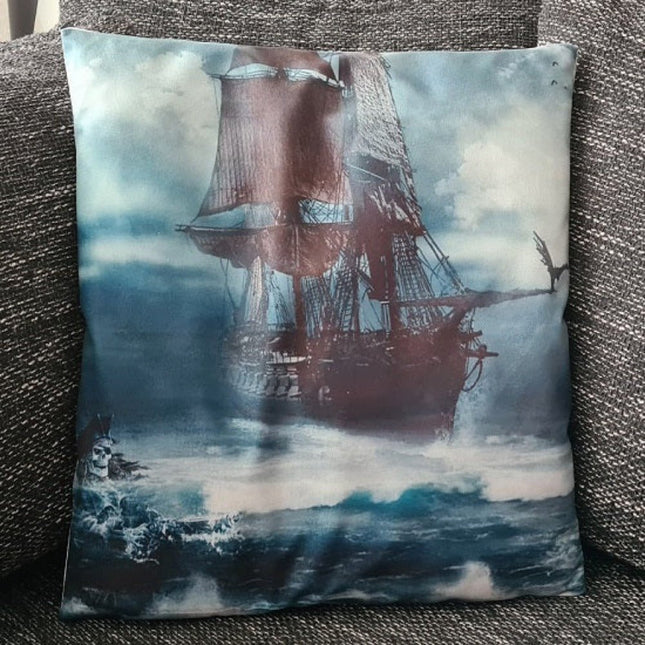 SEO. Kissenbezug Piratenschiff auf dem Meer - 45cm x 45cm - Linkreich