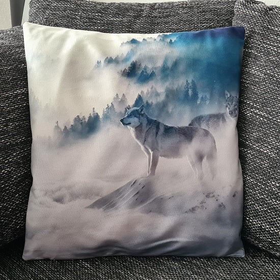 SEO. Kissenbezug Schneewolf im Nebel - 45cm x 45cm - Linkreich