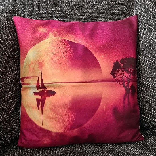 SEO. Kissenbezug Segelschiff im Sonnenuntergang - 45cm x 45cm - Linkreich