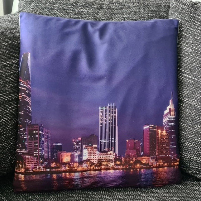 SEO. Kissenbezug Skyline bei Nacht - 45cm x 45cm - Linkreich