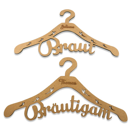 SEO. Kleiderbügel "Braut & Bräutigam" mit Gravur - Linkreich