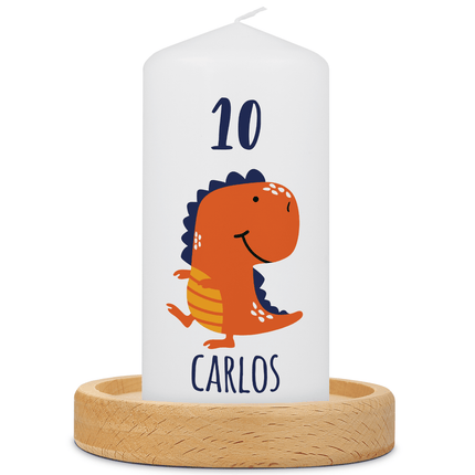 SEO. Kleine Geburtstagskerze "Kleine Dinos Geburtstag" mit Namen und Alter - Linkreich