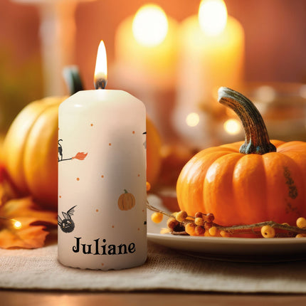 SEO. Kleine Kerze "Halloween Motive" mit Namen - Linkreich