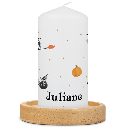 SEO. Kleine Kerze "Halloween Motive" mit Namen - Linkreich