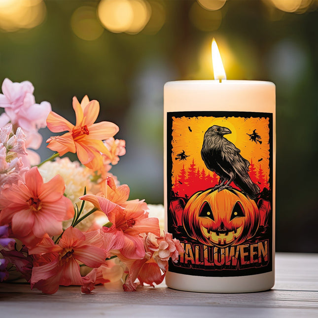 SEO. Kleine Kerze "Halloween Rabe Kürbis" - Linkreich