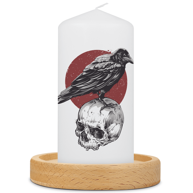 SEO. Kleine Kerze "Halloween Rabe" mit Namen - Linkreich