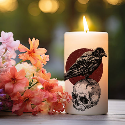 SEO. Kleine Kerze "Halloween Rabe" mit Namen - Linkreich