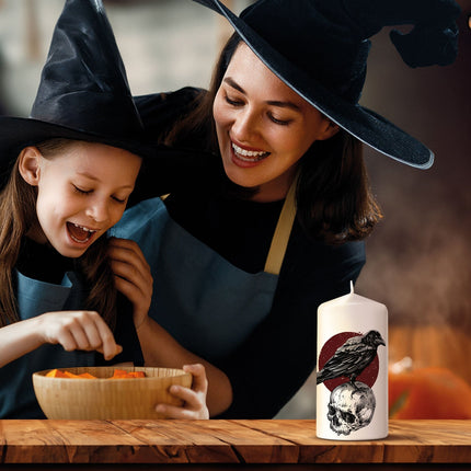 SEO. Kleine Kerze "Halloween Rabe" mit Namen - Linkreich