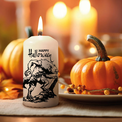 SEO. Kleine Kerze "Happy Halloween" mit Namen - Sensenmann Linkreich