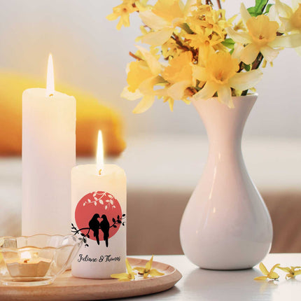 SEO. Kleine Kerze "Lovebird Sunset" für Paare mit Namen - Nein danke! Linkreich
