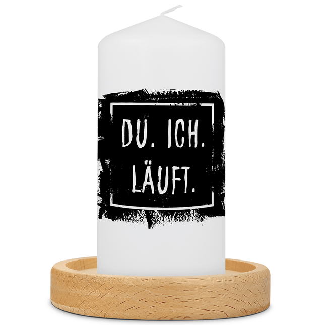 SEO. Kleine Kerze mit Spruch "Du.Ich.Läuft" - Schwarz Linkreich