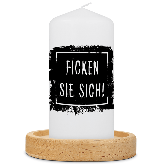 SEO. Kleine Kerze mit Spruch "Ficken Sie sich" - Schwarz Linkreich