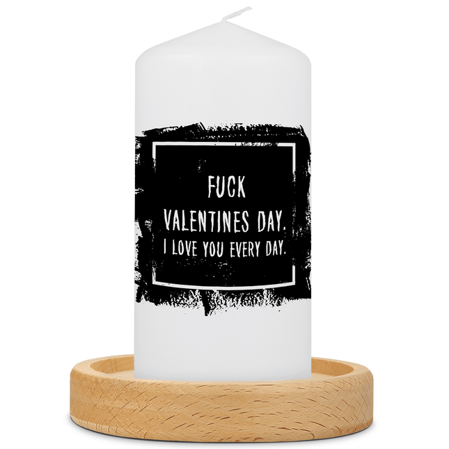 SEO. Kleine Kerze mit Spruch "Fuck Valentines Day" - Schwarz Linkreich