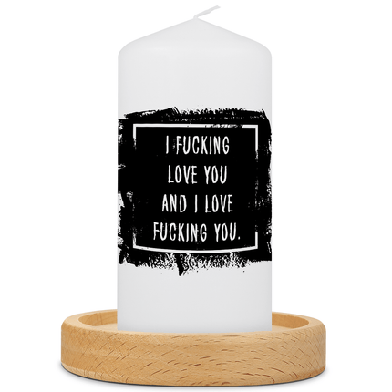 SEO. Kleine Kerze mit Spruch "I Fucking Love You" - Schwarz Linkreich