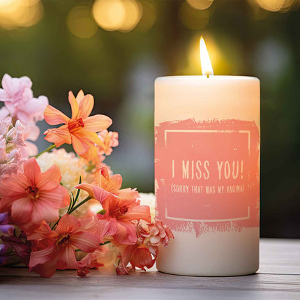SEO. Kleine Kerze mit Spruch "I Miss You" - Rosa Linkreich