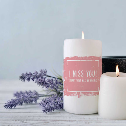 SEO. Kleine Kerze mit Spruch "I Miss You" - Rosa Linkreich