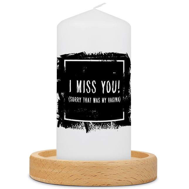 SEO. Kleine Kerze mit Spruch "I Miss You" - Schwarz Linkreich