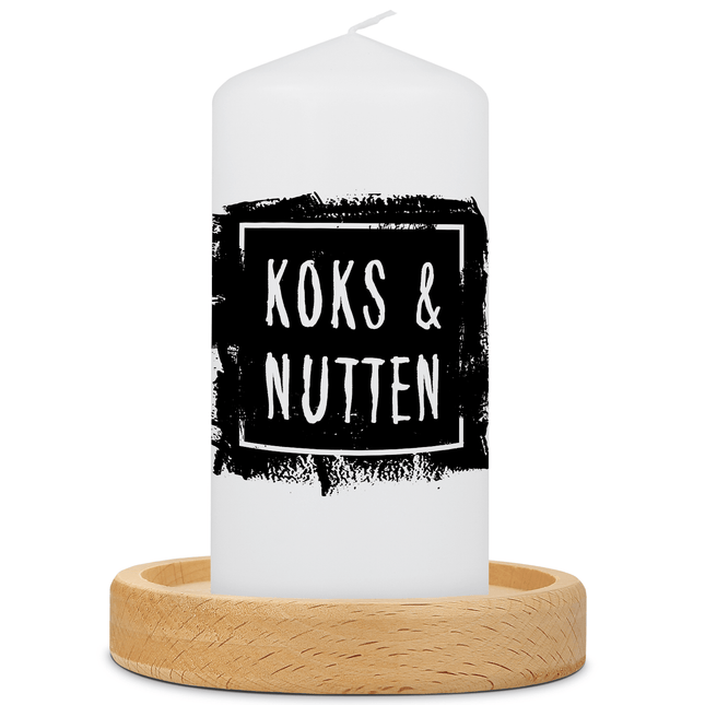 SEO. Kleine Kerze mit Spruch "Koks & Nutten" - Schwarz Linkreich