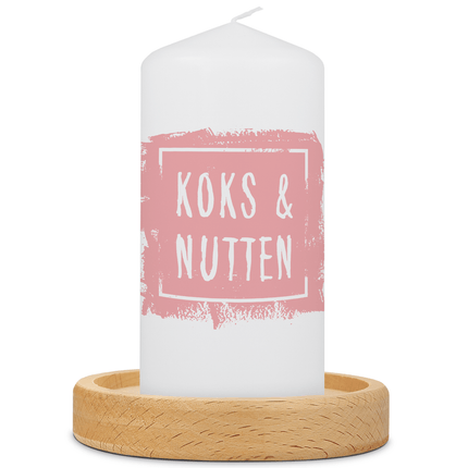 SEO. Kleine Kerze mit Spruch "Koks & Nutten" - Rosa Linkreich