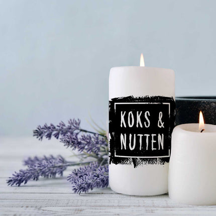 SEO. Kleine Kerze mit Spruch "Koks & Nutten" - Rosa Linkreich